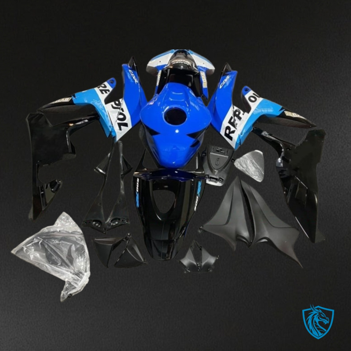 Honda CBR600RR (2007-2008) Repsol Black, Blue & White - Custom ABS Fairing Kit