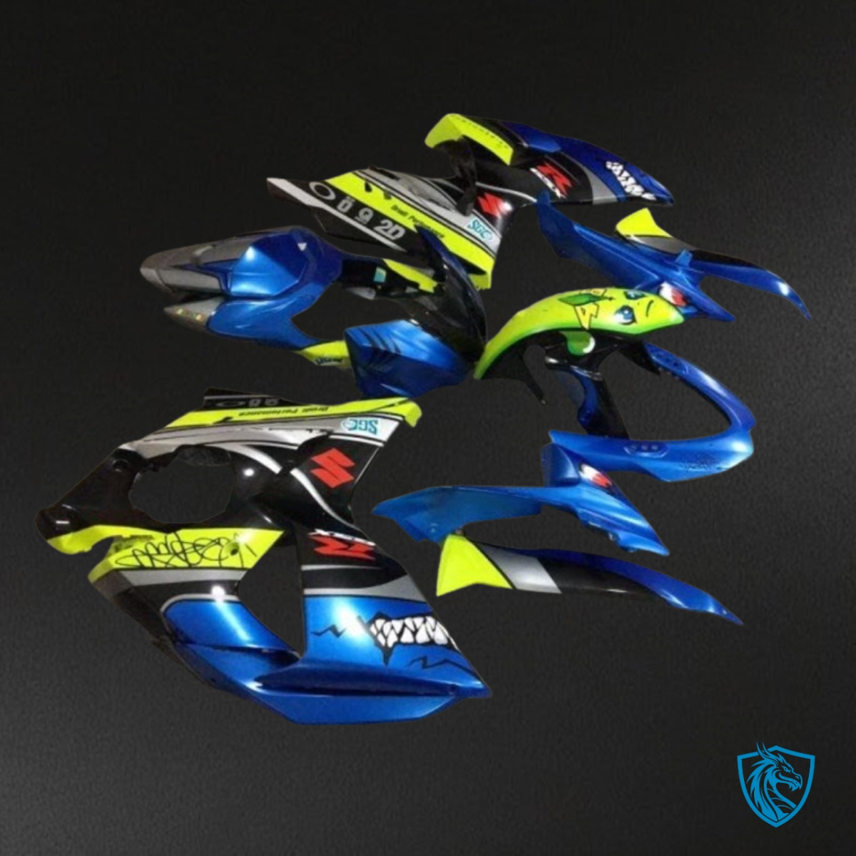 Suzuki GSXR1000 (2009-2016) Blue, Black & Yellow Shark Fairing Kit | ABS Bodywork