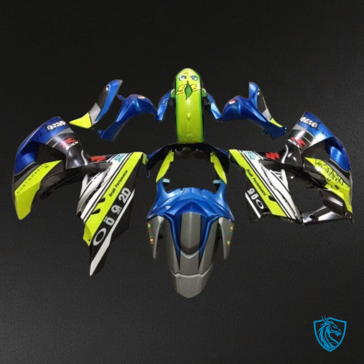 Suzuki GSXR1000 (2009-2016) Blue, Black & Yellow Shark Fairing Kit | ABS Bodywork