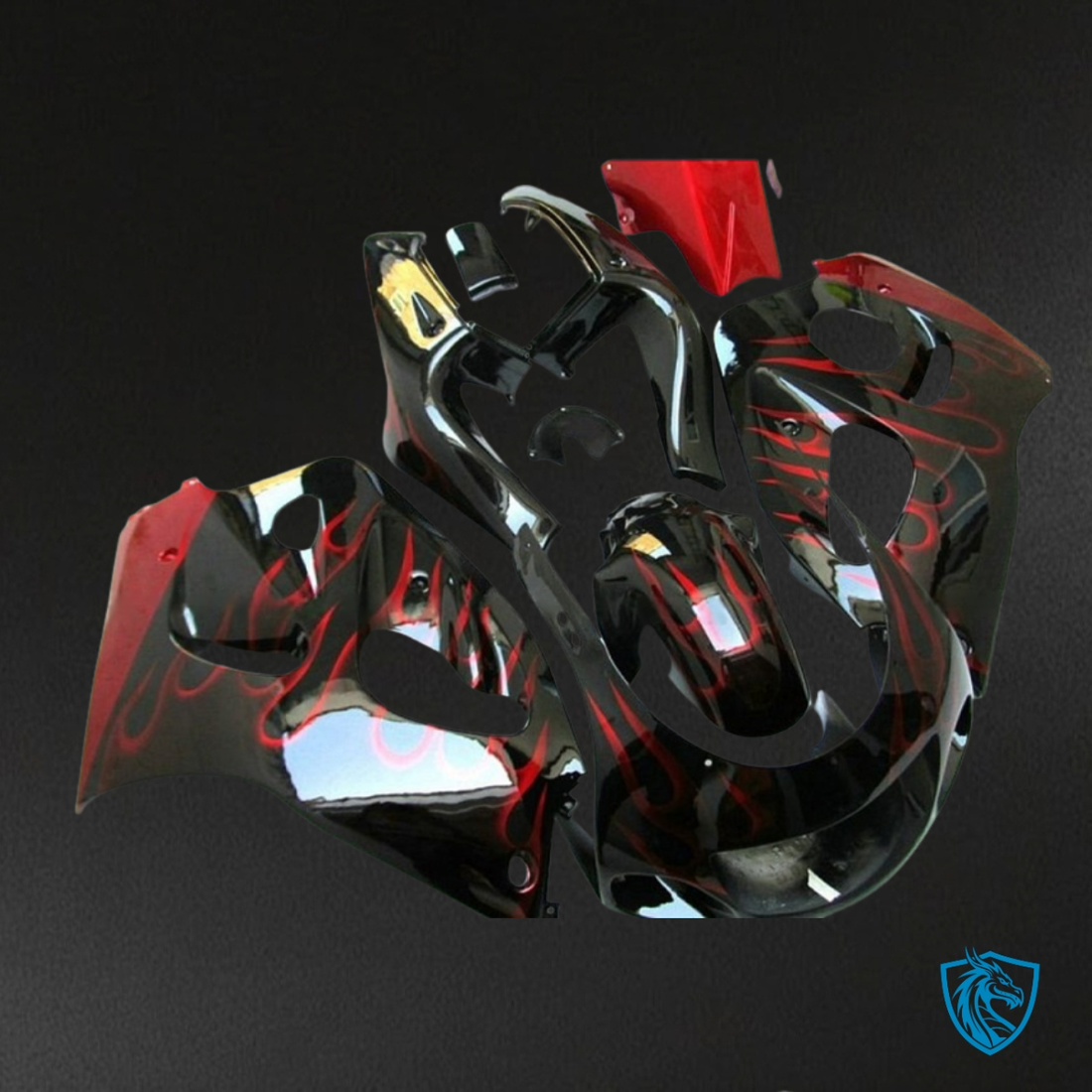 Suzuki GSXR600/750 (1997-2000) Black flame Fairings Kit | ABS Bodywork