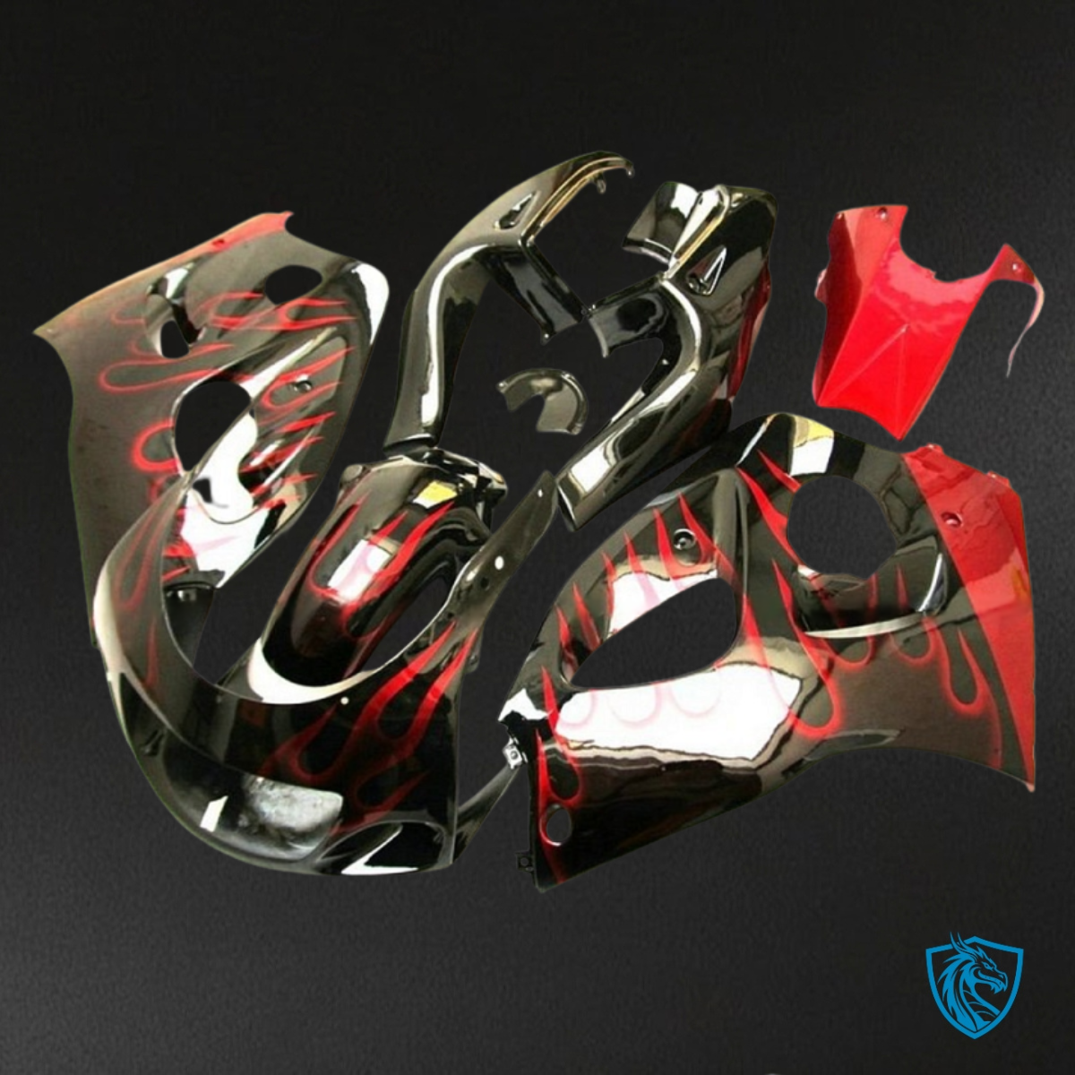 Suzuki GSXR600/750 (1997-2000) Black flame Fairings Kit | ABS Bodywork