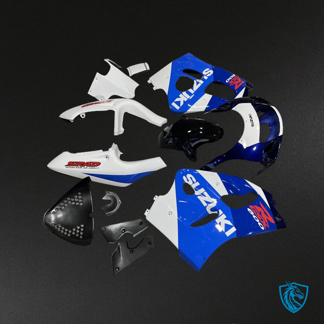 Suzuki GSXR600/750 (1997-2000) Blue & Gloss White Fairing Kit - Aftermarket ABS Bodywork