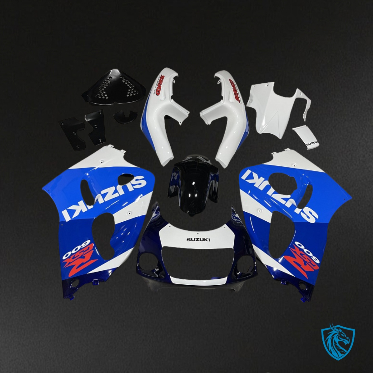Suzuki GSXR600/750 (1997-2000) Blue & Gloss White Fairing Kit - Aftermarket ABS Bodywork