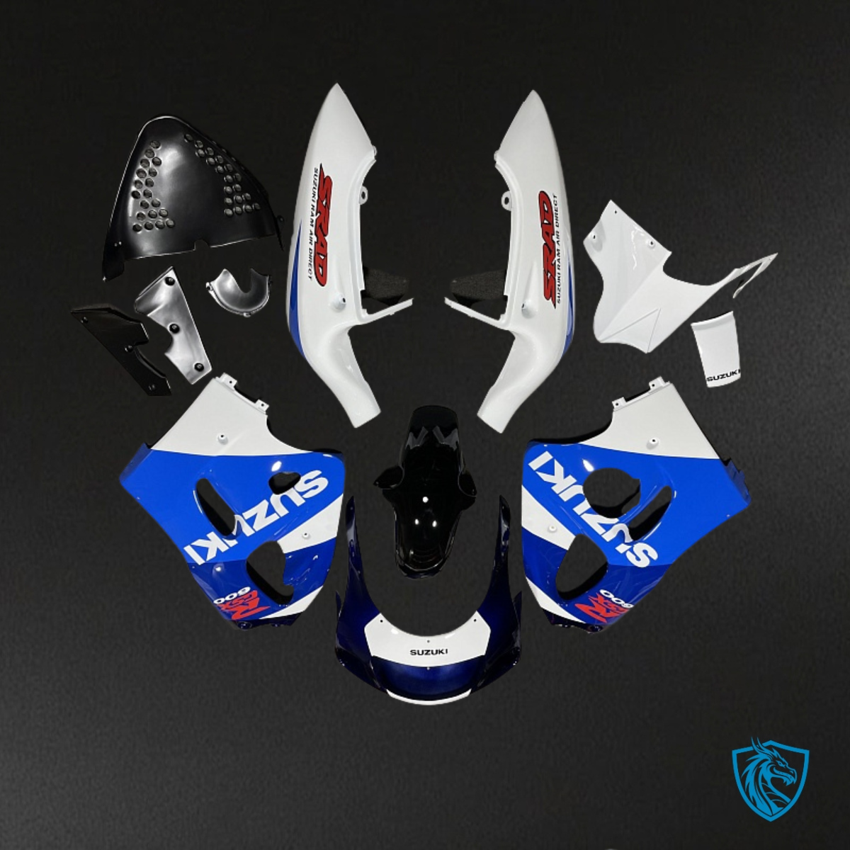 Suzuki GSXR600/750 (1997-2000) Blue & Gloss White Fairing Kit - Aftermarket ABS Bodywork