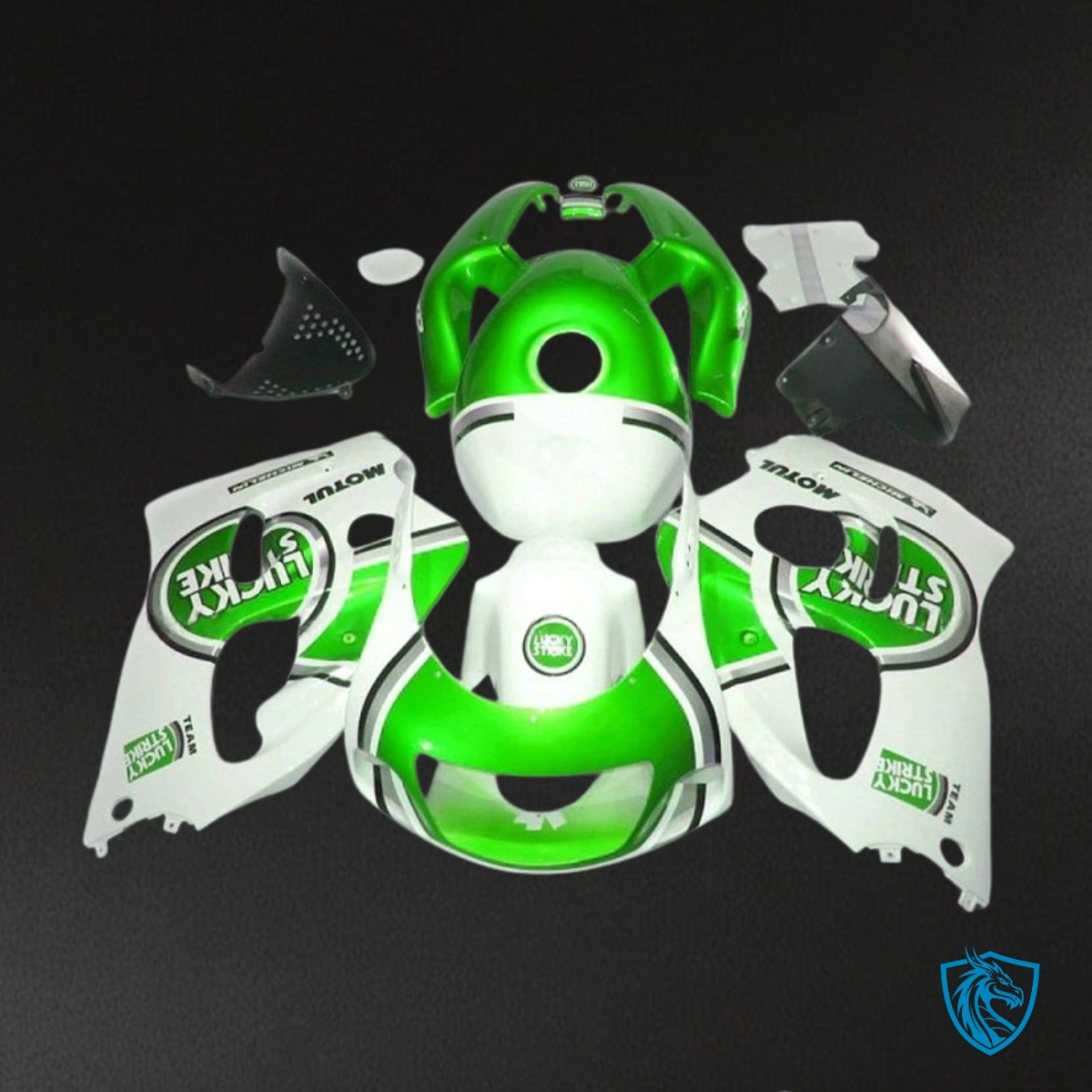 Suzuki GSXR600/750 (1997-2000) Green & White Lucky Strike - MERGEment Motorcycle Fairings Kit