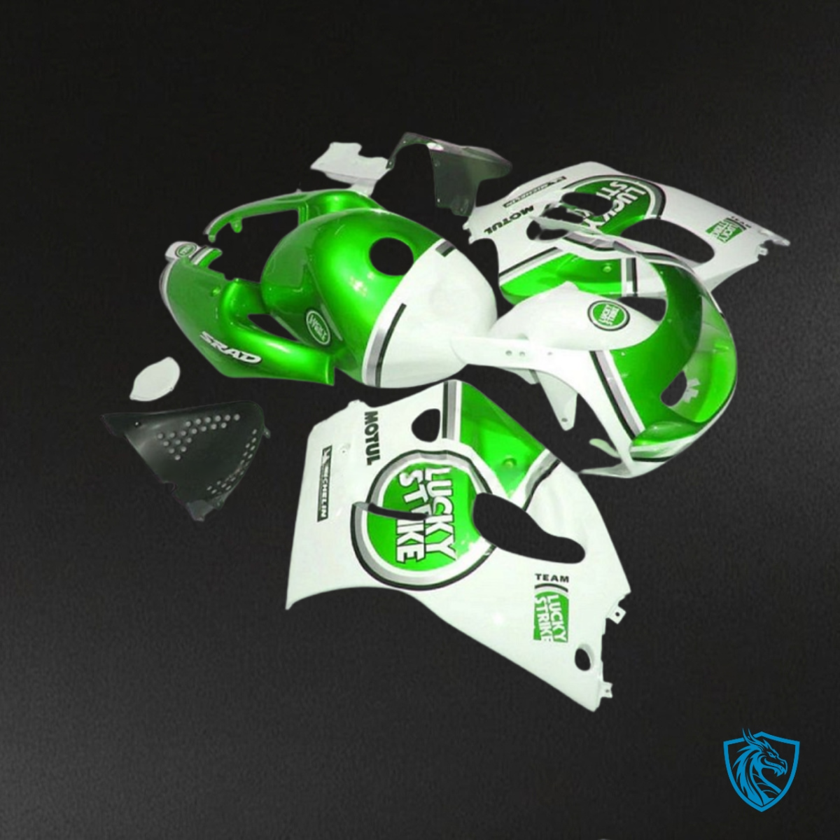 Suzuki GSXR600/750 (1997-2000) Green & White Lucky Strike - MERGEment Motorcycle Fairings Kit