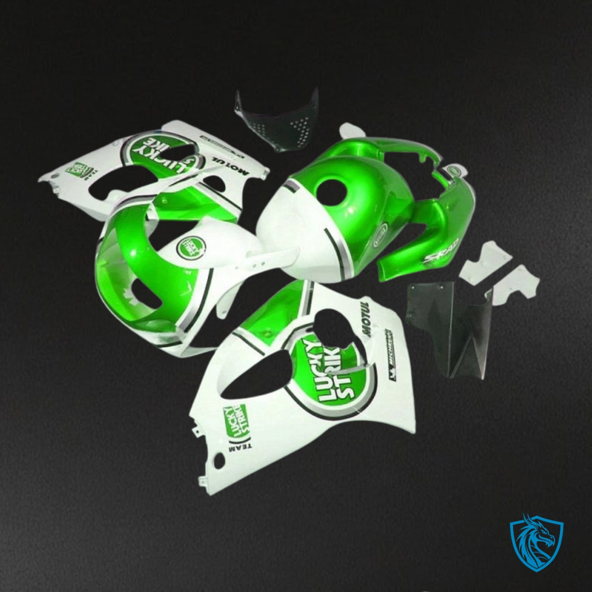 Suzuki GSXR600/750 (1997-2000) Green & White Lucky Strike - MERGEment Motorcycle Fairings Kit