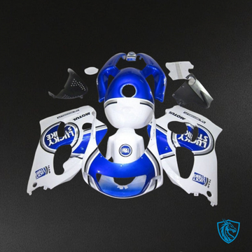 Suzuki GSXR600/750 (1997-2000) White & Blue Lucky Strike - MERGEment Motorcycle Fairings Kit