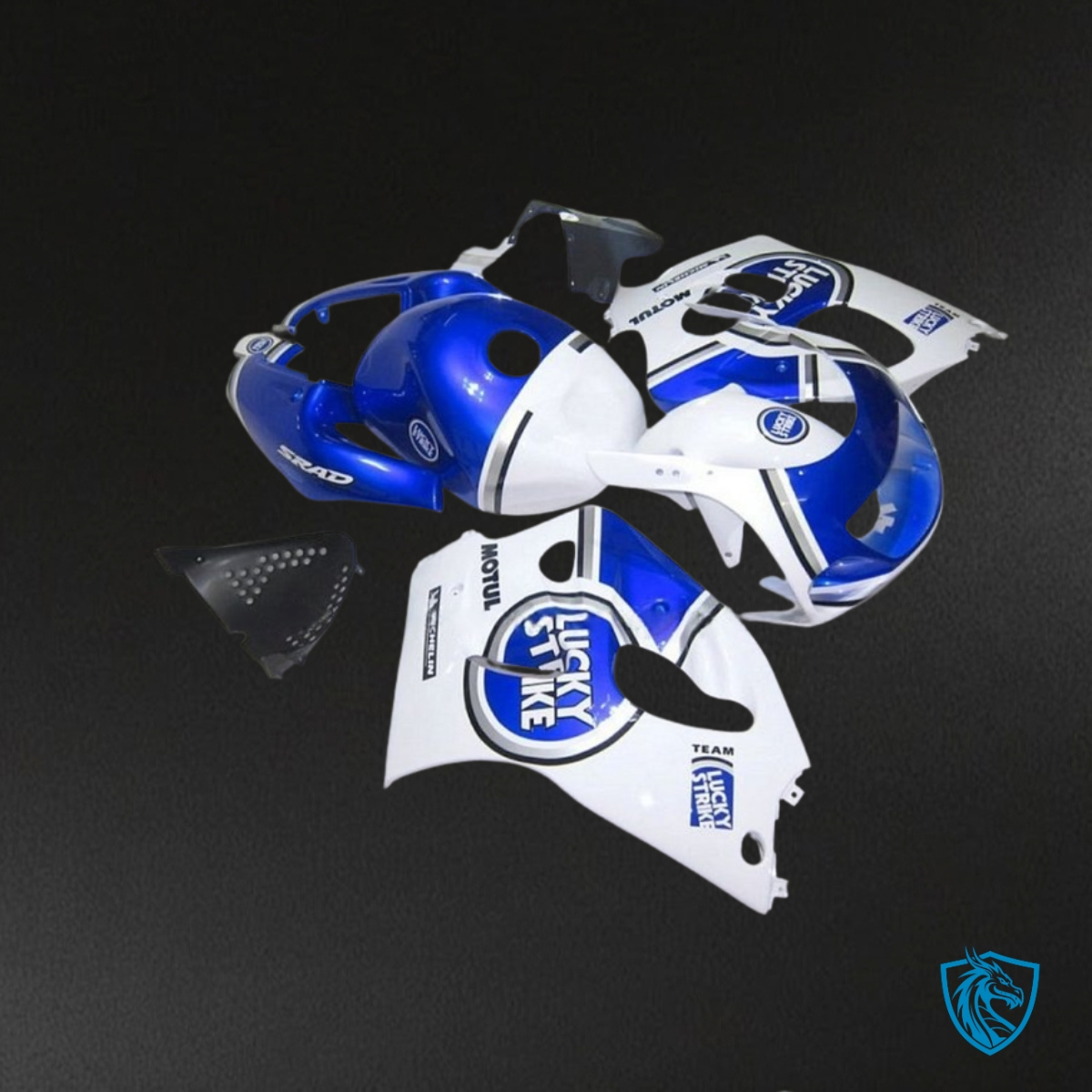 Suzuki GSXR600/750 (1997-2000) White & Blue Lucky Strike - MERGEment Motorcycle Fairings Kit