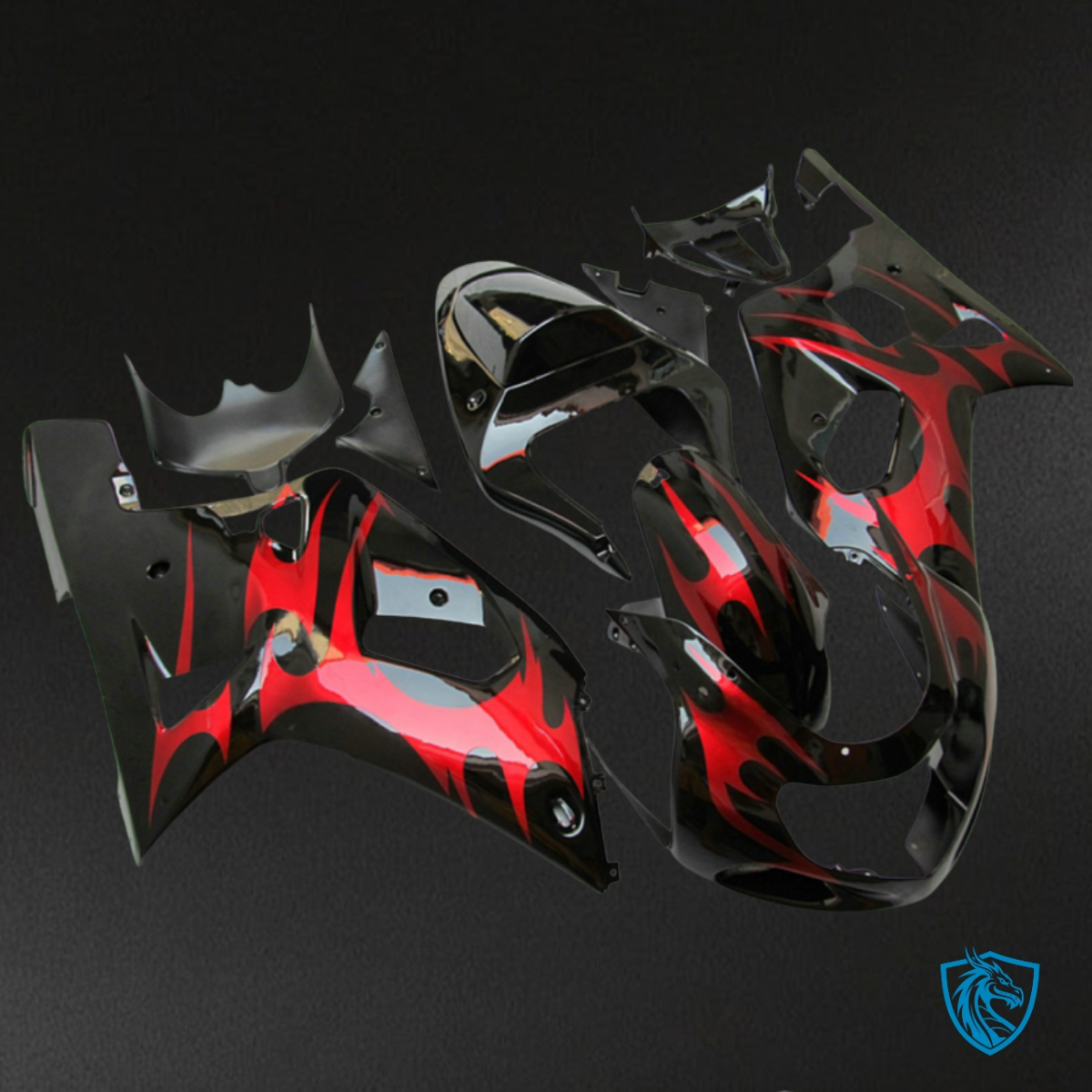 Suzuki GSXR600/750 (2001-2003) Red & Black - MERGEment Motorcycle Fairings Kit