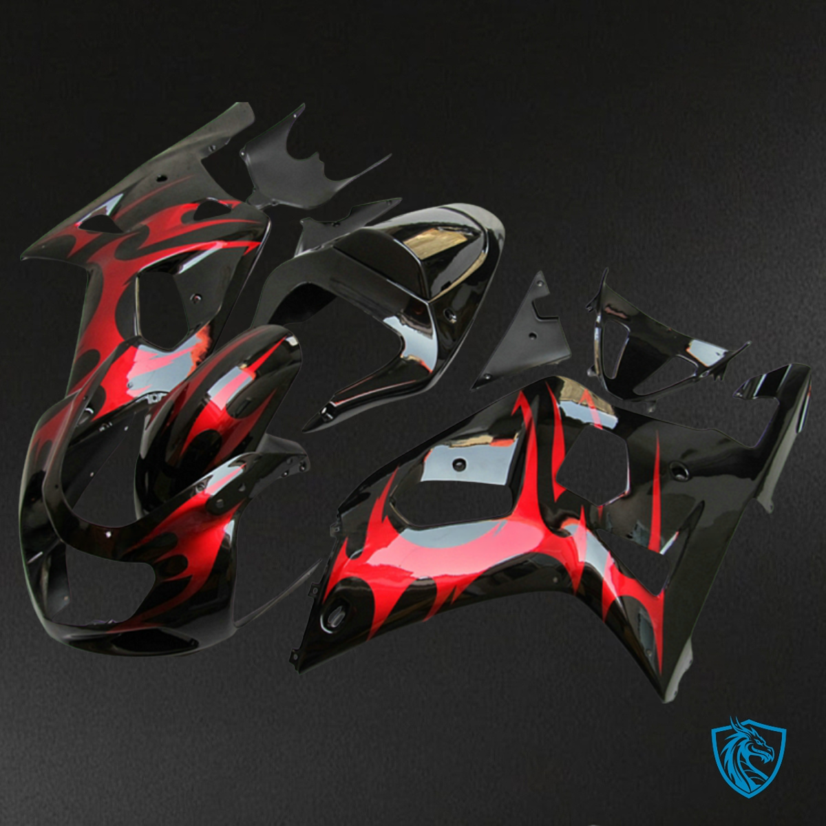Suzuki GSXR600/750 (2001-2003) Red & Black - MERGEment Motorcycle Fairings Kit