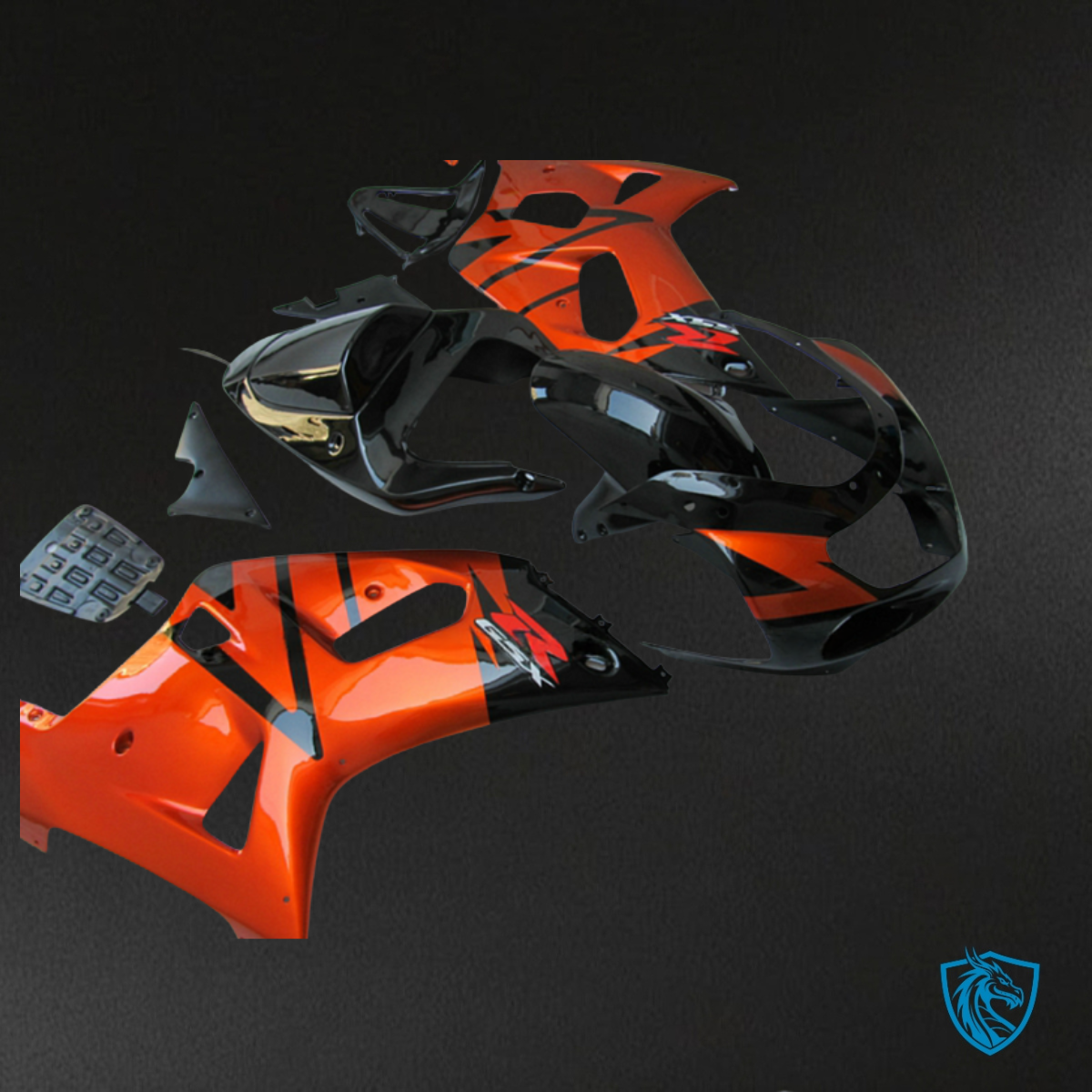 Suzuki GSXR600/750 (2001-2003) Glossy Red & Black - Custom ABS Fairing Kit
