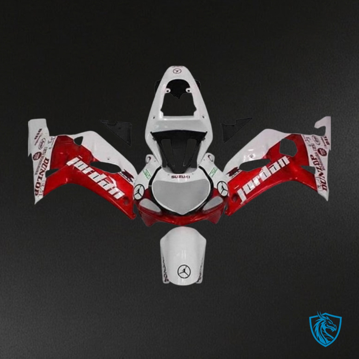 Suzuki GSXR600/750 (2001-2003) White & Red - Custom ABS Fairing Kit