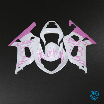Suzuki GSXR600/750 (2001-2003) White & pink flame - MERGEment Motorcycle Fairings Kit