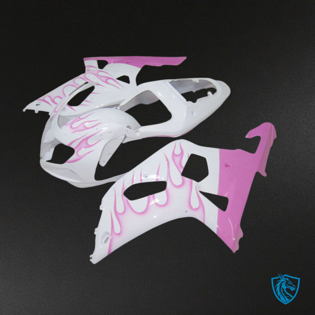 Suzuki GSXR600/750 (2001-2003) White & pink flame - MERGEment Motorcycle Fairings Kit