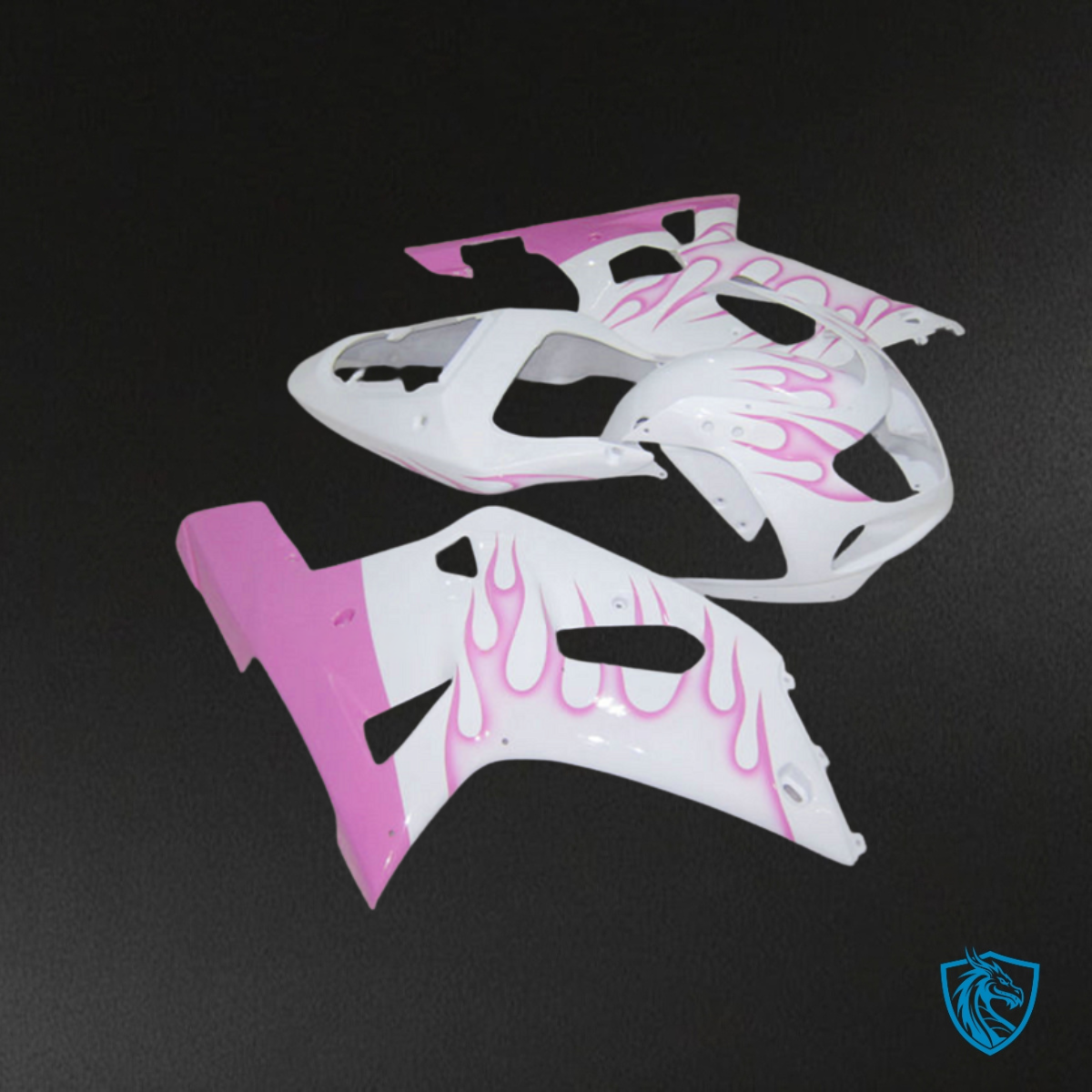 Suzuki GSXR600/750 (2001-2003) White & pink flame - MERGEment Motorcycle Fairings Kit