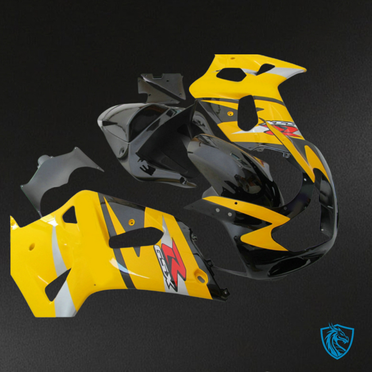 Suzuki GSXR600/750 (2001-2003) Yellow & Black Fairing Kit - Aftermarket ABS Bodywork