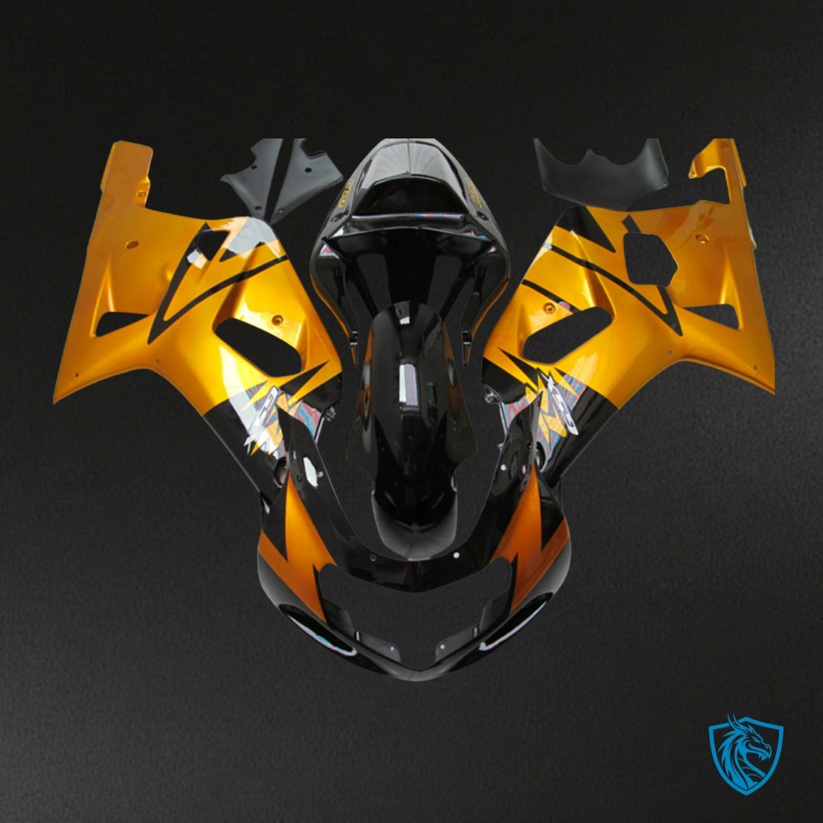 Suzuki GSXR600/750 (2001-2003) Black & Gold Fairing Kit | ABS Bodywork