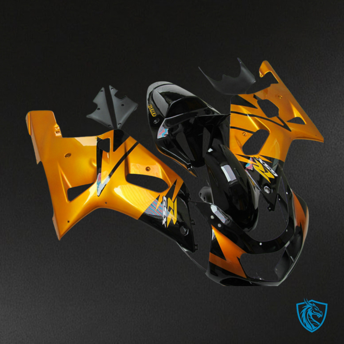 Suzuki GSXR600/750 (2001-2003) Black & Gold Fairing Kit | ABS Bodywork