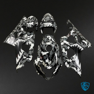 Suzuki GSXR600/750 (2004-2005) Black, White & Gray Shark Fairings Kit | ABS Bodywork