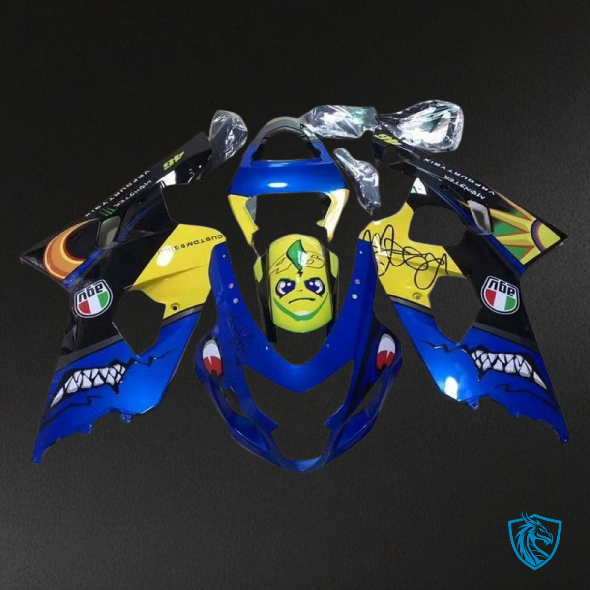 Suzuki GSXR600/750 (2004-2005) Blue & Yellow Shark - Custom ABS Fairing Kit