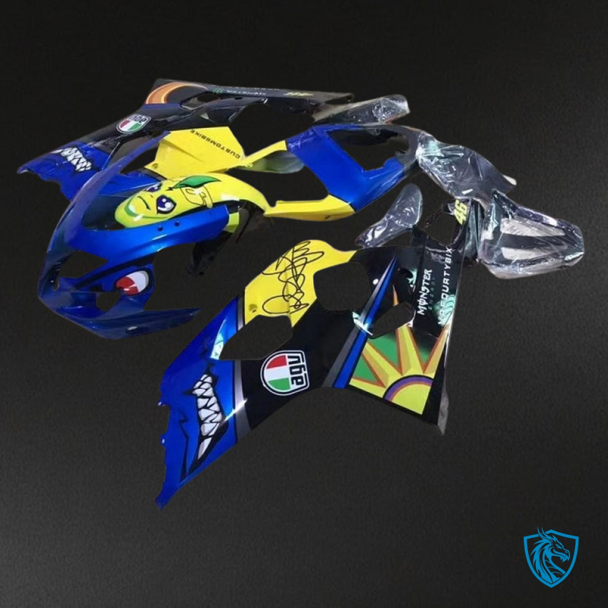 Suzuki GSXR600/750 (2004-2005) Blue & Yellow Shark - Custom ABS Fairing Kit