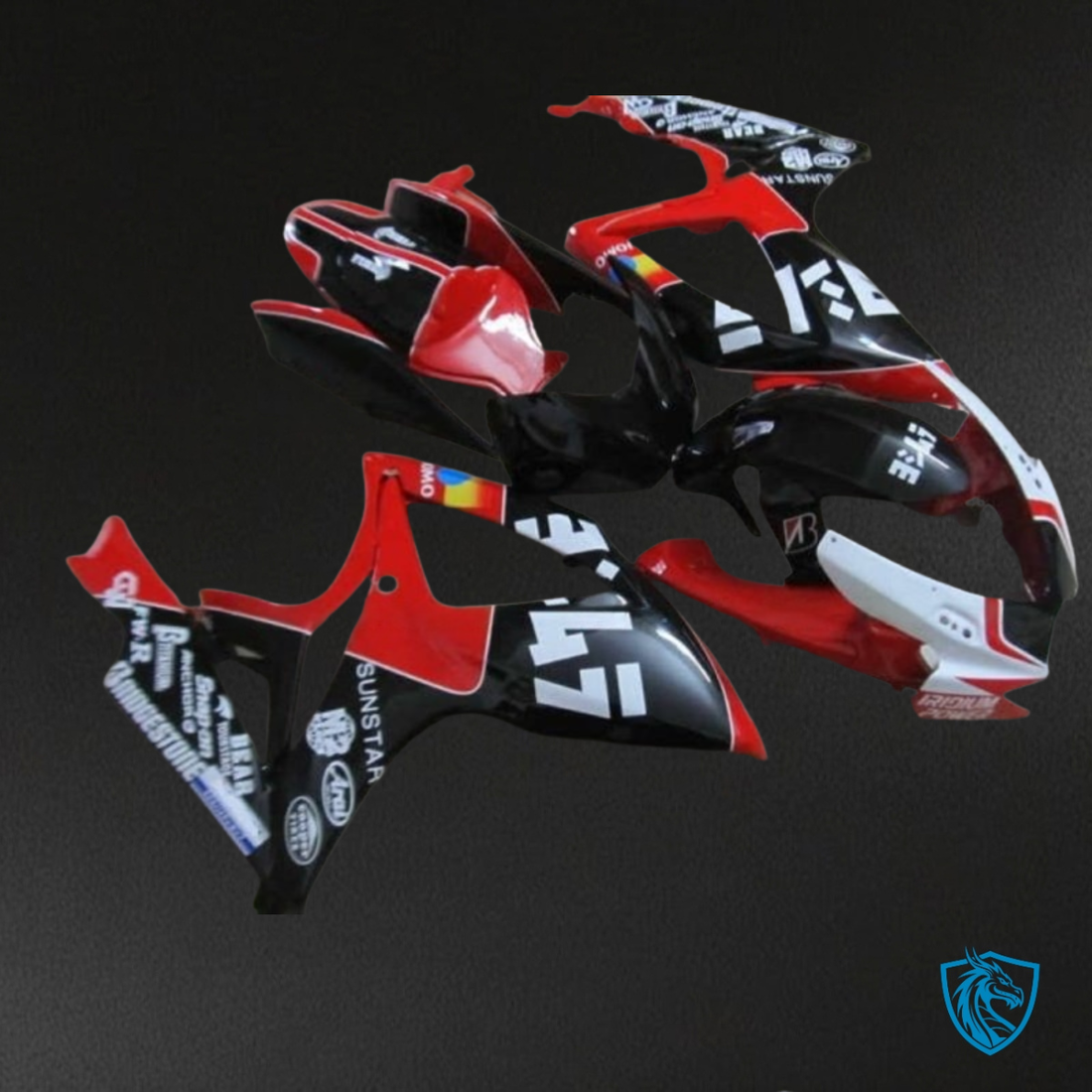 Suzuki GSXR600/750 (2006-2007) Black, Red & White - MERGEment Motorcycle Fairings Kit