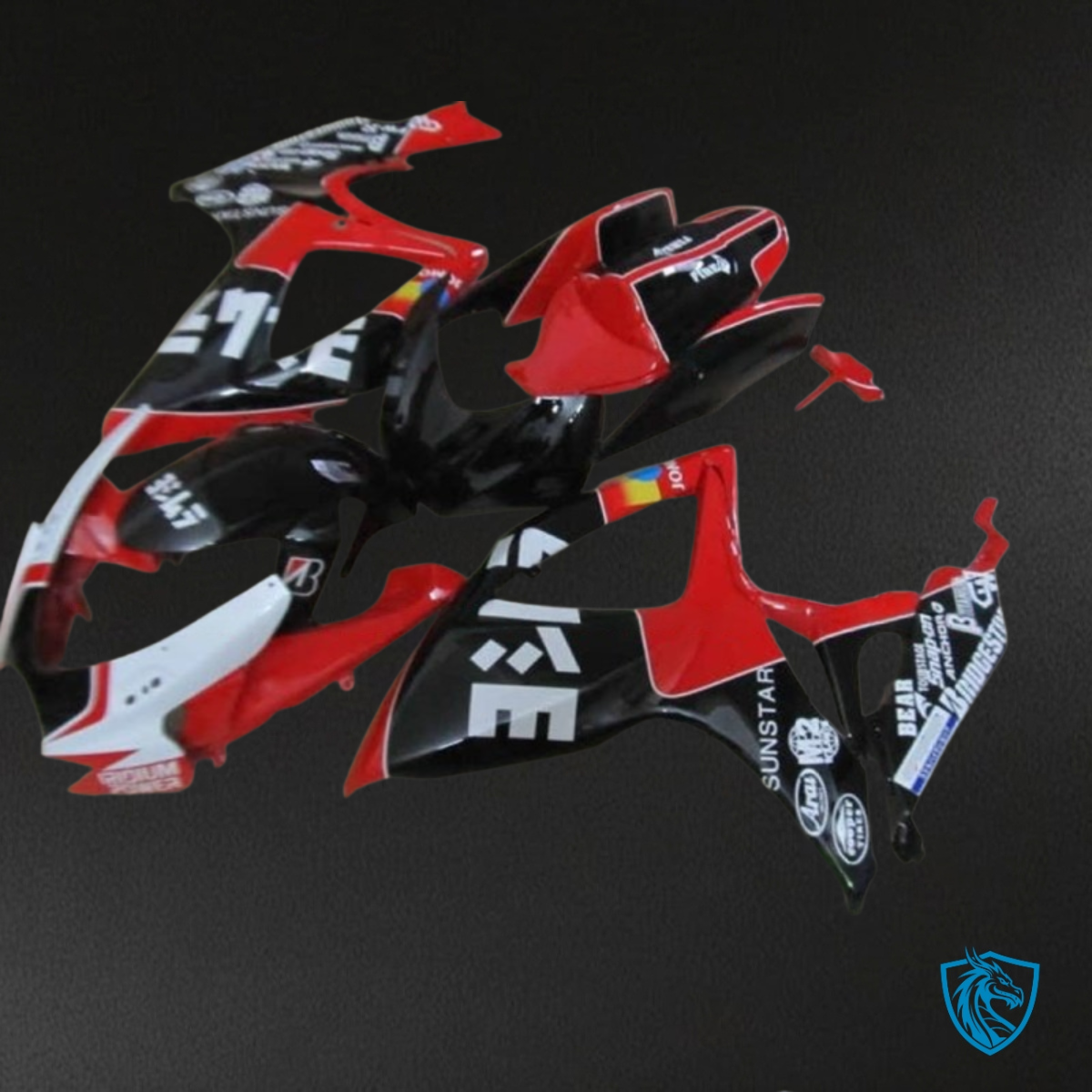 Suzuki GSXR600/750 (2006-2007) Black, Red & White - MERGEment Motorcycle Fairings Kit
