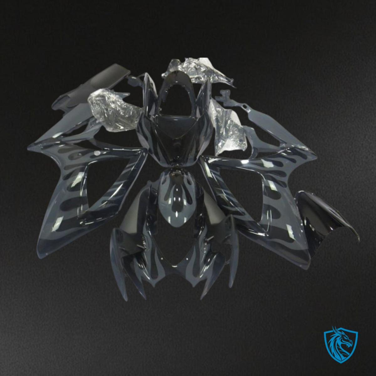 Suzuki GSXR600/750 (2006-2007) Gray & Black Flame - MERGEment Motorcycle Fairings Kit