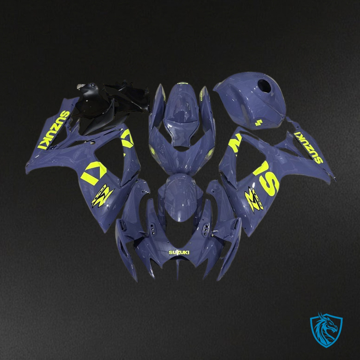Suzuki GSXR600/750 (2006-2007) Dark Matte Blue & Yellow Fairing Kit - Aftermarket ABS Bodywork
