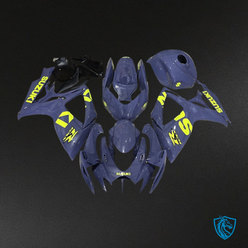 Suzuki GSXR600/750 (2006-2007) Dark Matte Blue & Yellow Fairing Kit - Aftermarket ABS Bodywork