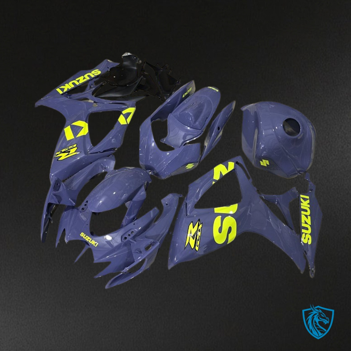 Suzuki GSXR600/750 (2006-2007) Dark Matte Blue & Yellow Fairing Kit - Aftermarket ABS Bodywork