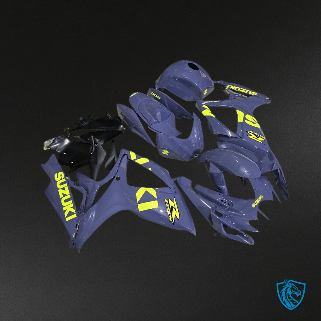 Suzuki GSXR600/750 (2006-2007) Dark Matte Blue & Yellow Fairing Kit - Aftermarket ABS Bodywork