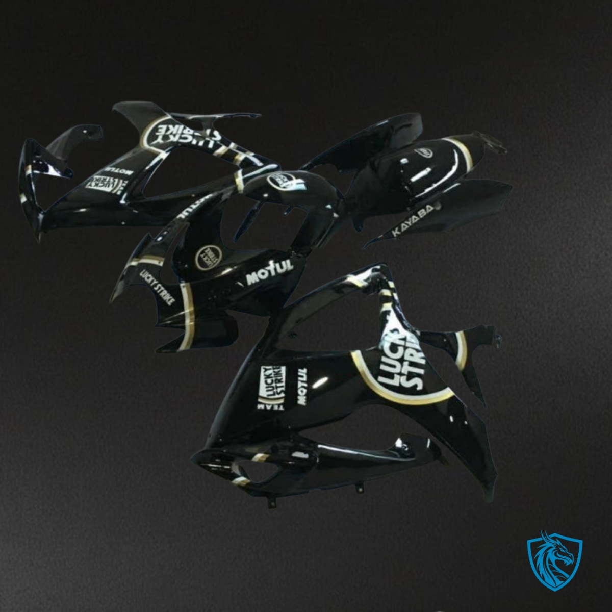 Suzuki GSXR600/750 (2006-2007) Black & White Lucky Strike Fairing Kit - Aftermarket ABS Bodywork