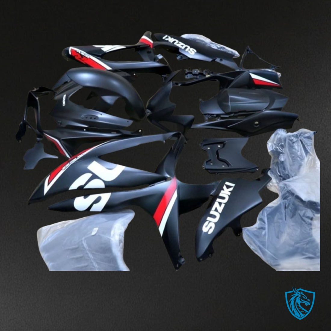 Suzuki GSXR600/750 (2008-2010) Matte Black & Red Fairings Kit | ABS Bodywork