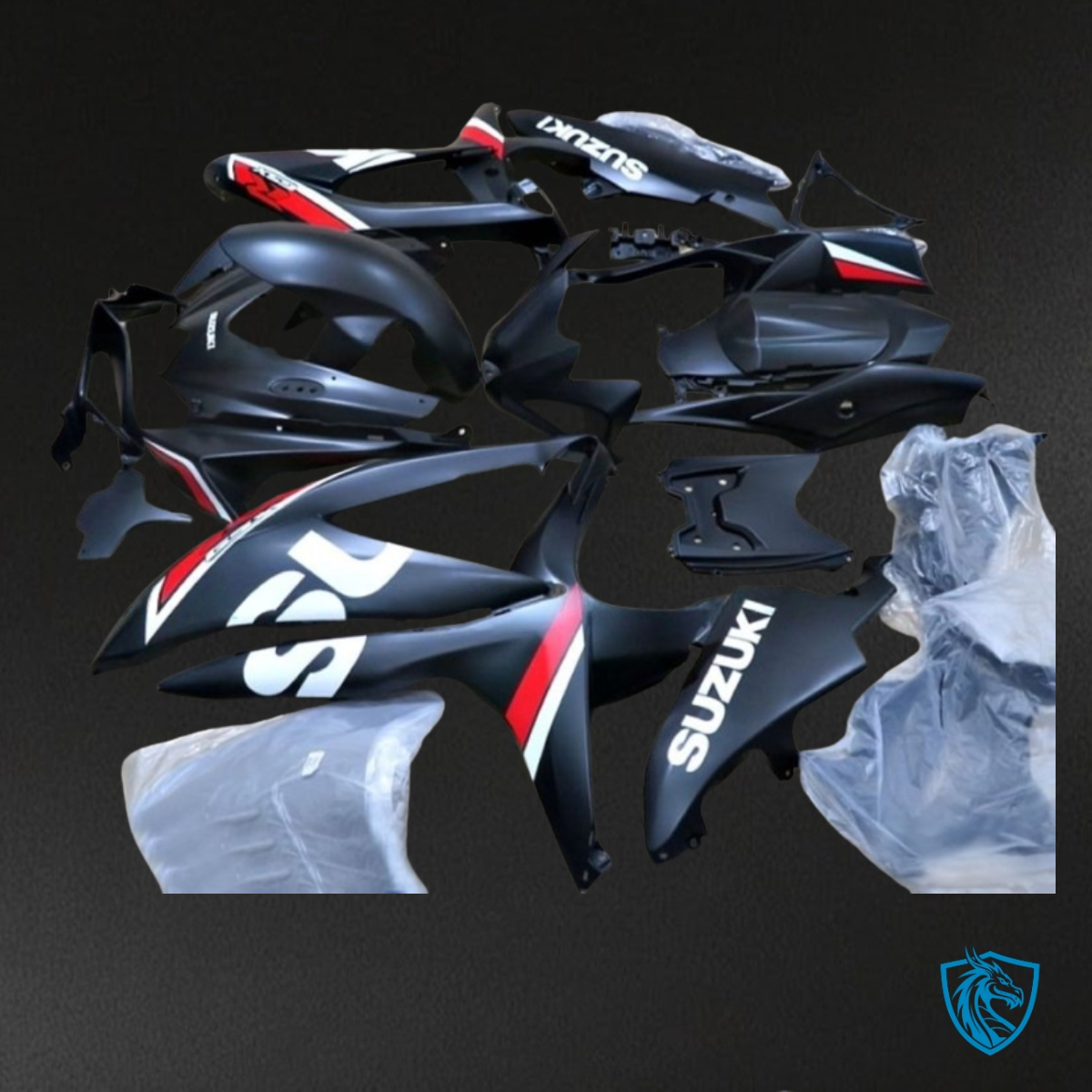 Suzuki GSXR600/750 (2008-2010) Matte Black & Red Fairings Kit | ABS Bodywork