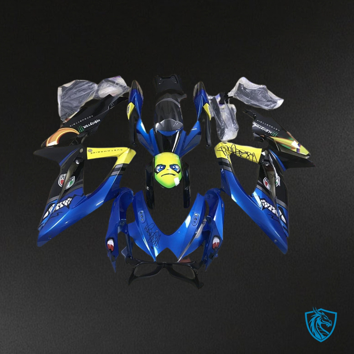 Suzuki GSXR600/750 (2008-2010) Blue & Yellow Shark - MERGEment Motorcycle Fairings Kit