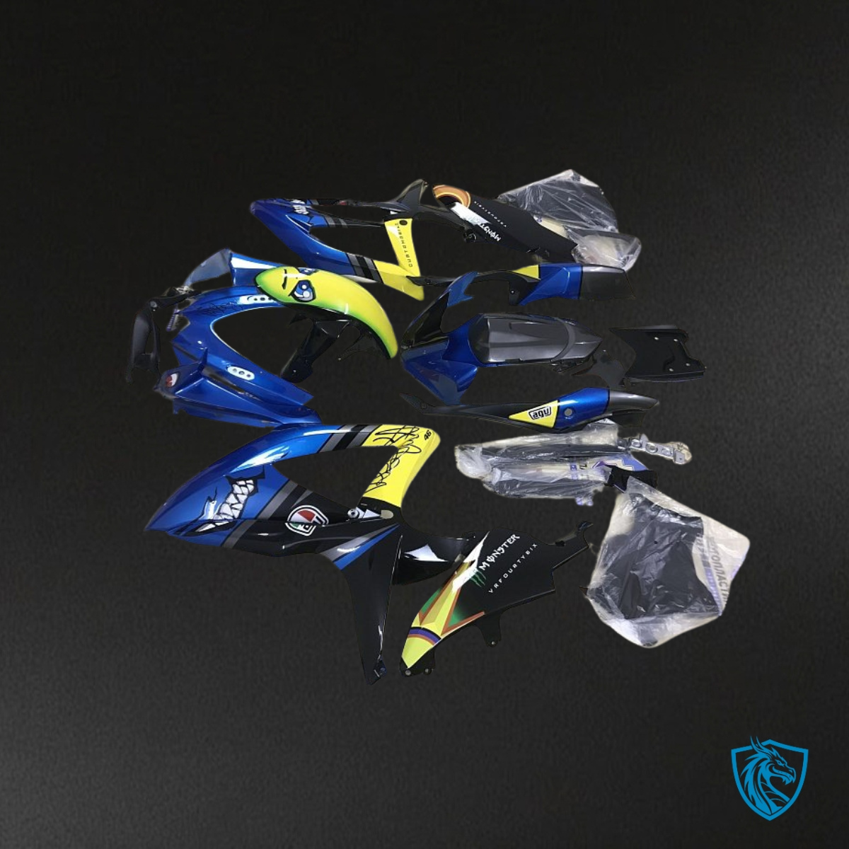 Suzuki GSXR600/750 (2008-2010) Blue & Yellow Shark - MERGEment Motorcycle Fairings Kit