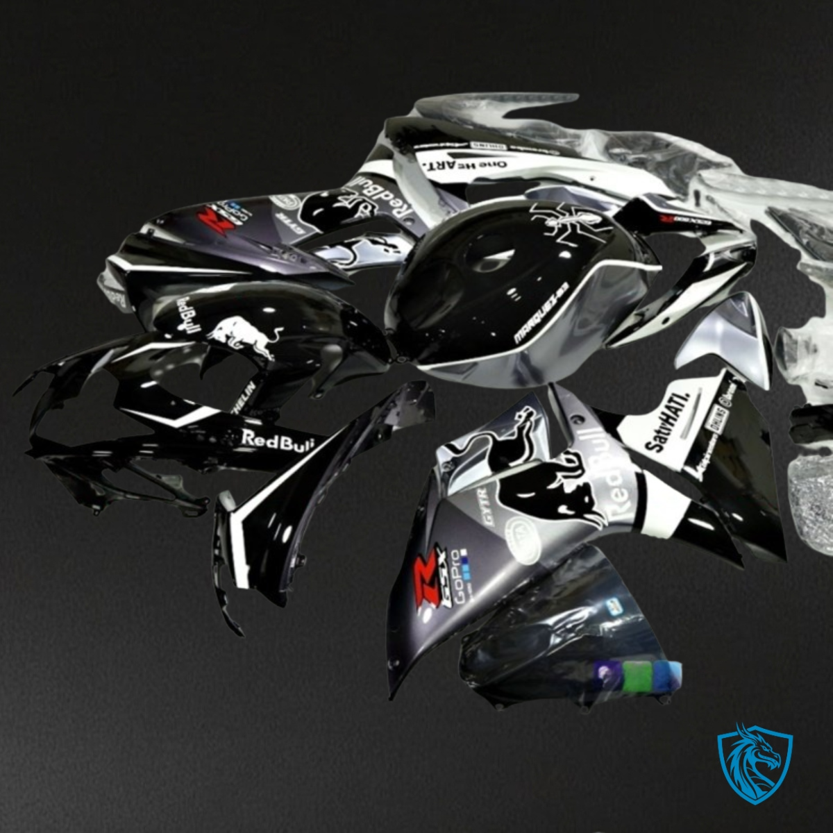 Suzuki GSXR600/750 (2011-2019) White, Gray & Black Red Bull - MERGEment Motorcycle Fairings Kit
