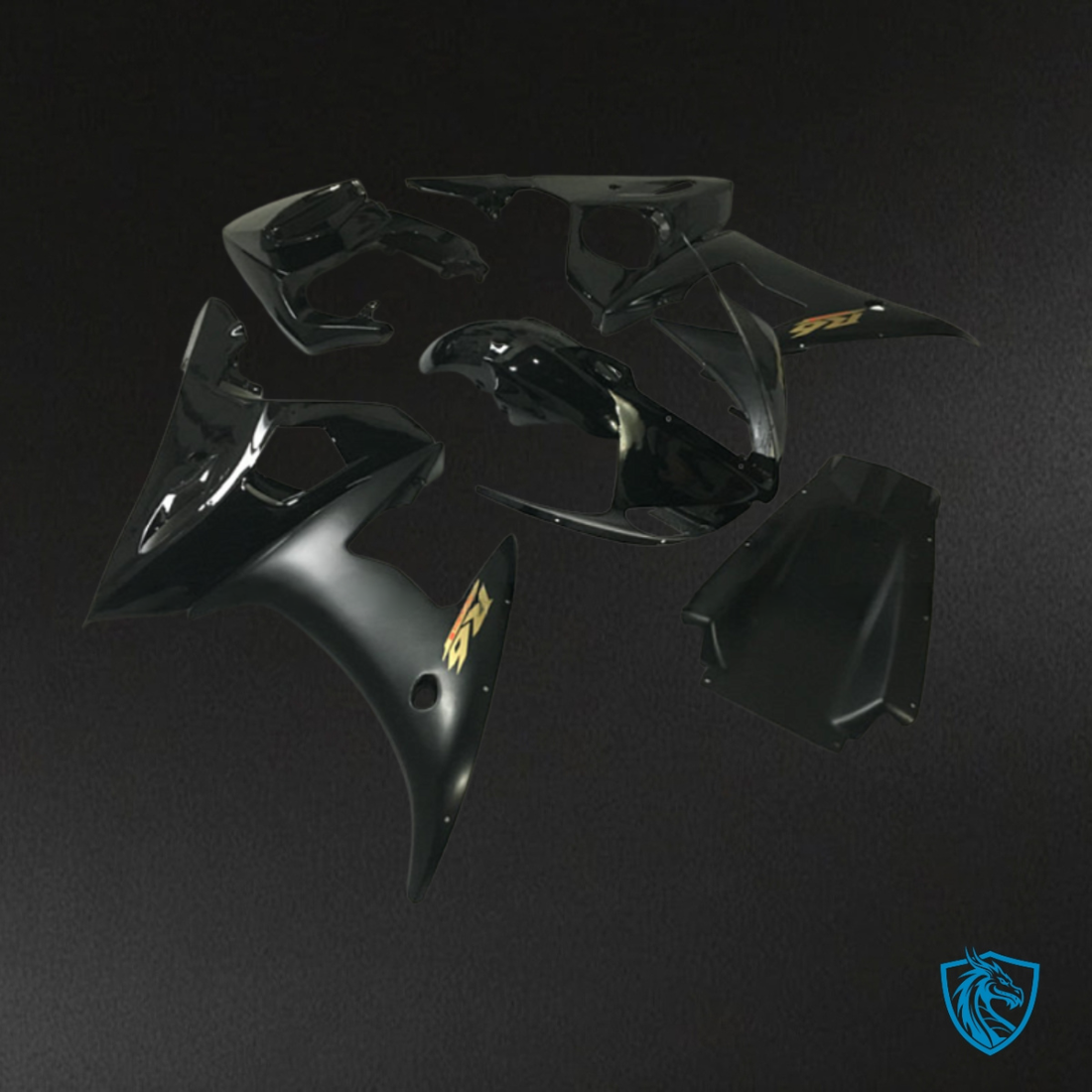 Yamaha YZF R6 (2003-2004) Black with Logo Fairing Kit | ABS Bodywork
