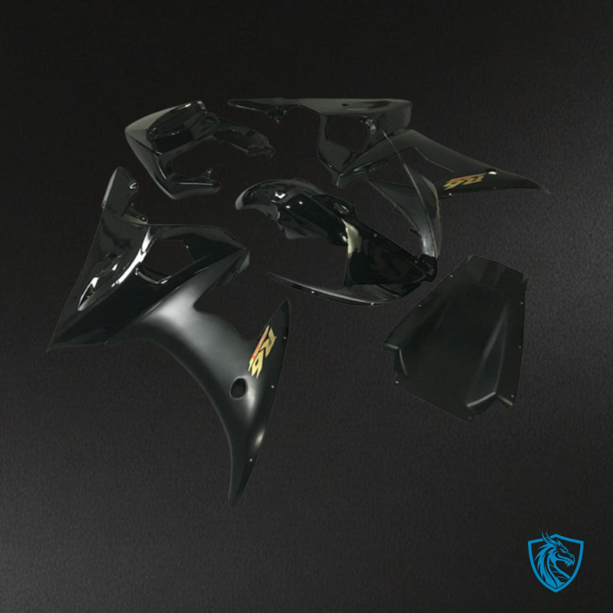 Yamaha YZF R6 (2003-2004) Black with Logo Fairing Kit | ABS Bodywork