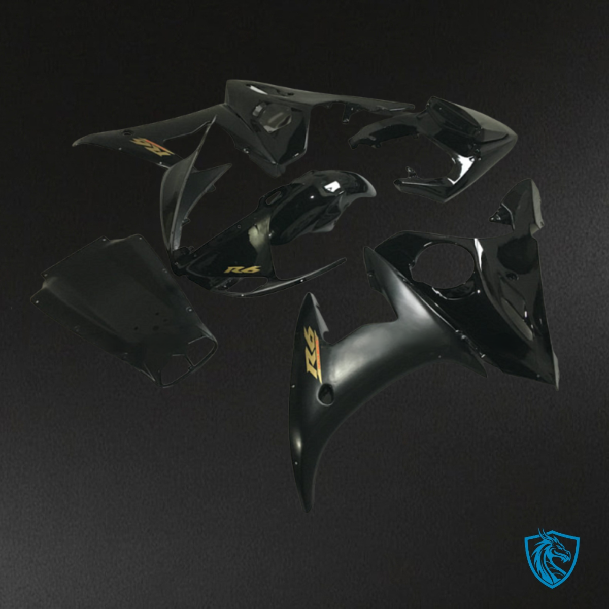 Yamaha YZF R6 (2003-2004) Black with Logo Fairing Kit | ABS Bodywork