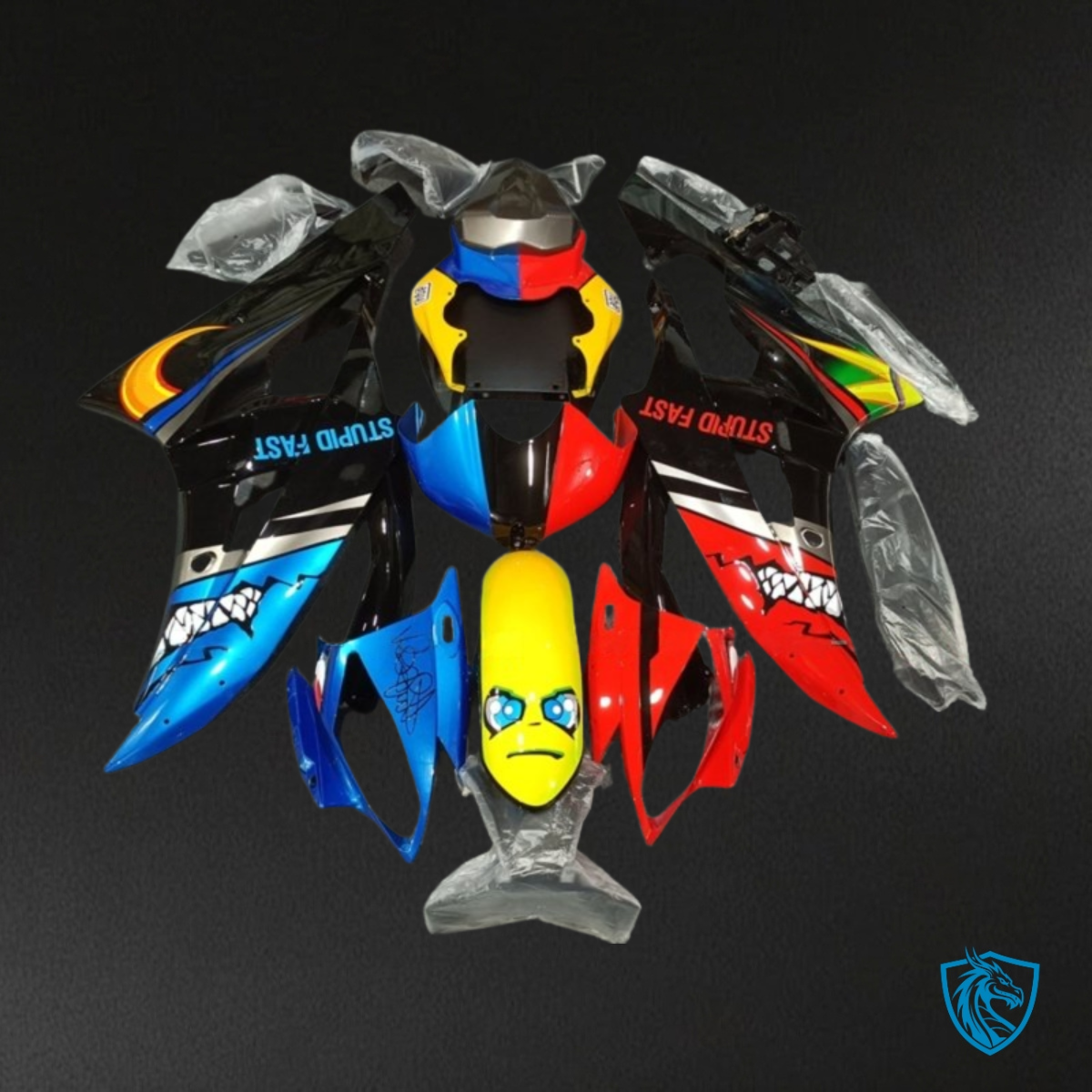 Yamaha YZF R6 (2006-2007) Red, Blue & Black Shark - Custom ABS Fairing Kit