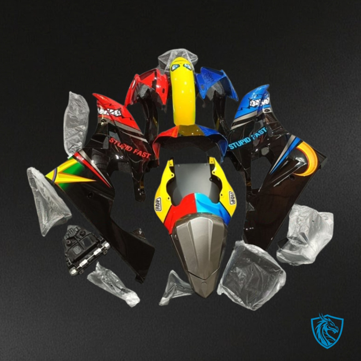 Yamaha YZF R6 (2006-2007) Red, Blue & Black Shark - Custom ABS Fairing Kit