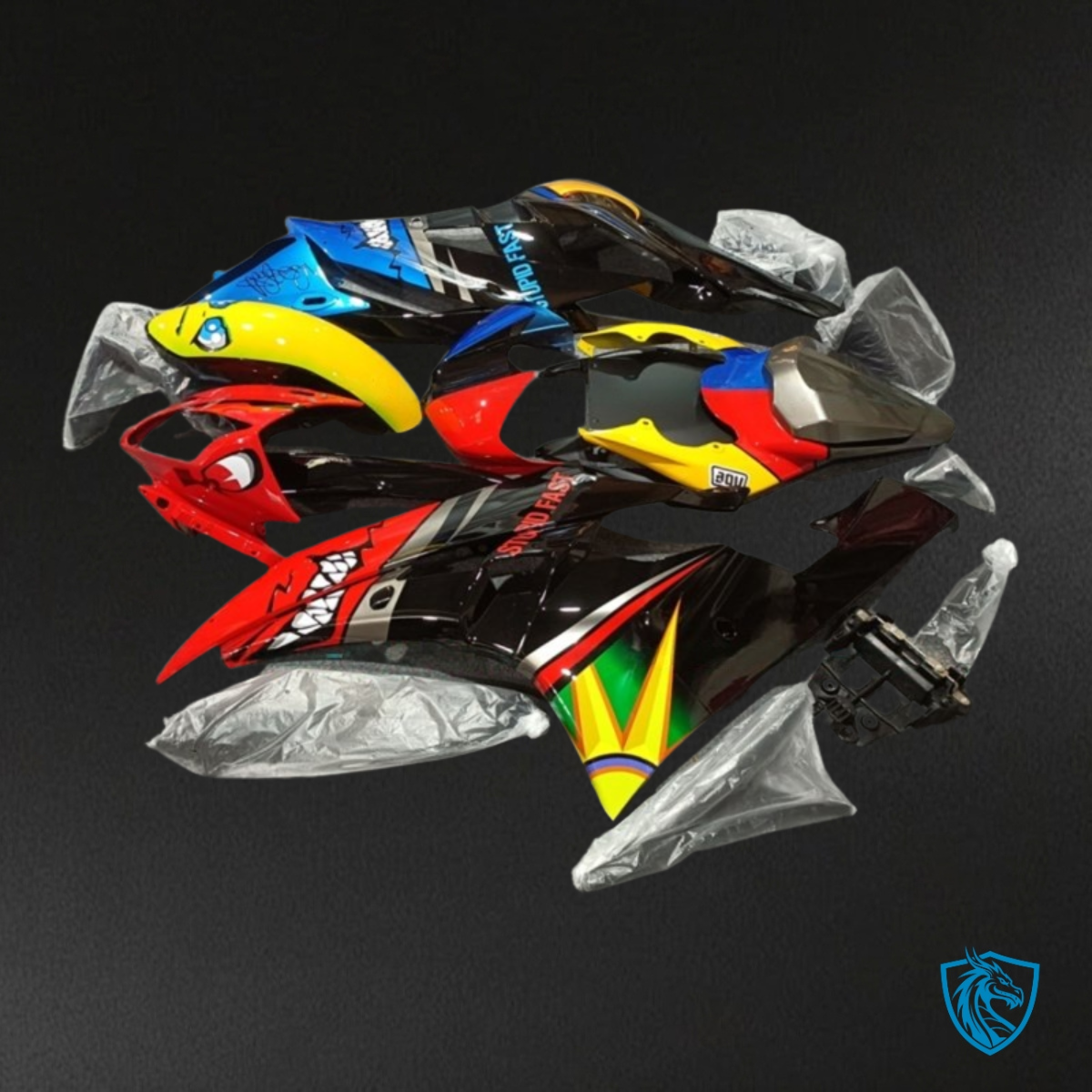 Yamaha YZF R6 (2006-2007) Red, Blue & Black Shark - Custom ABS Fairing Kit