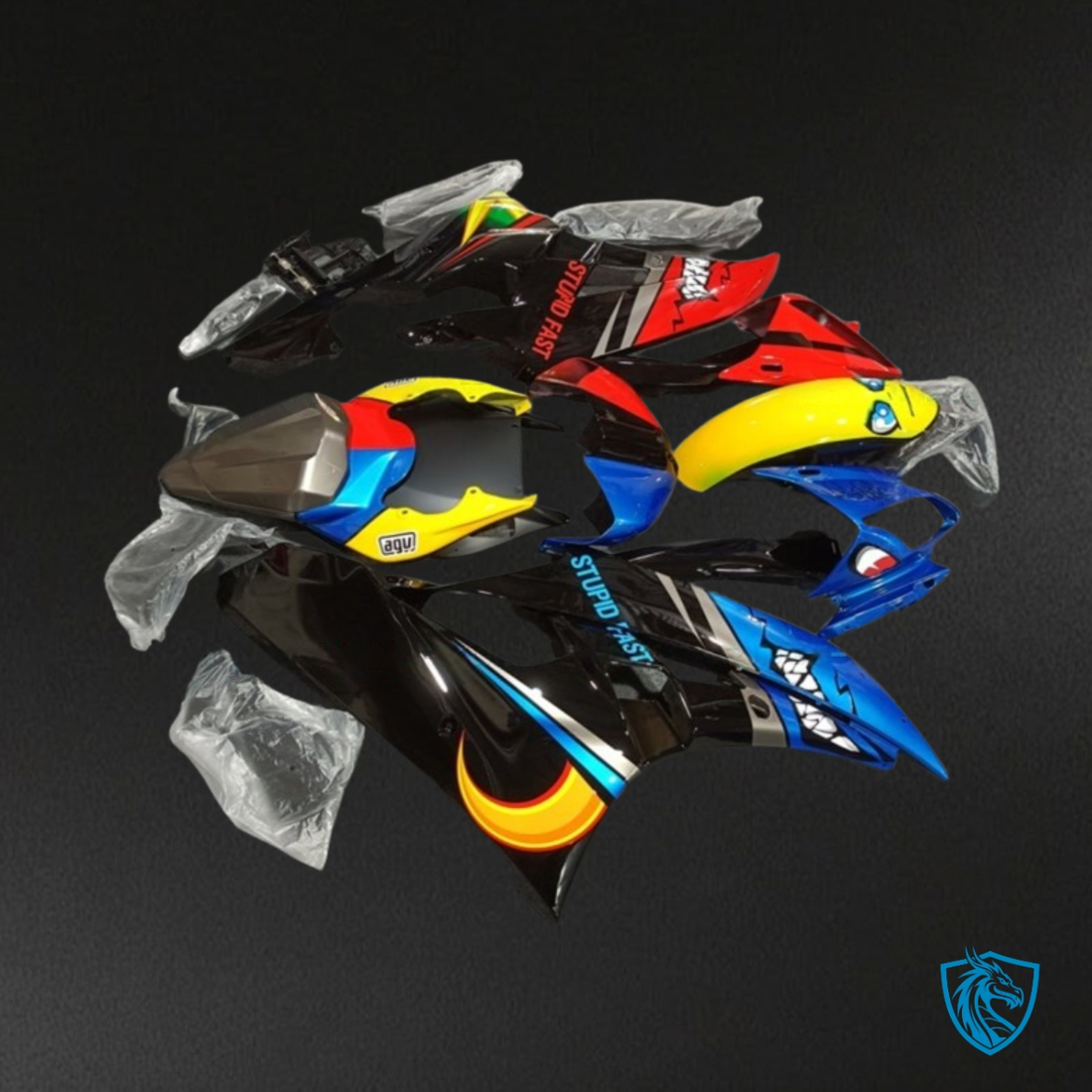 Yamaha YZF R6 (2006-2007) Red, Blue & Black Shark - Custom ABS Fairing Kit