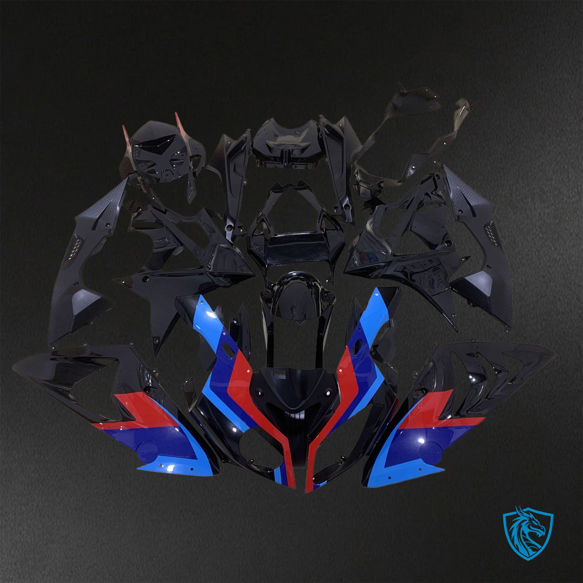 BMW S1000RR HP4 (2009-2014) Gloss Black, Blue & Red ABS Bodywork - Fairings Kit
