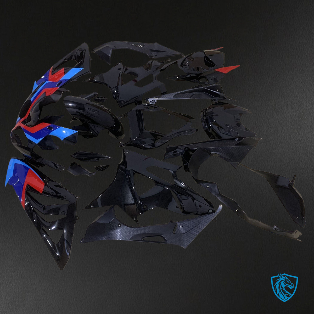 BMW S1000RR HP4 (2009-2014) Gloss Black, Blue & Red ABS Bodywork - Fairings Kit