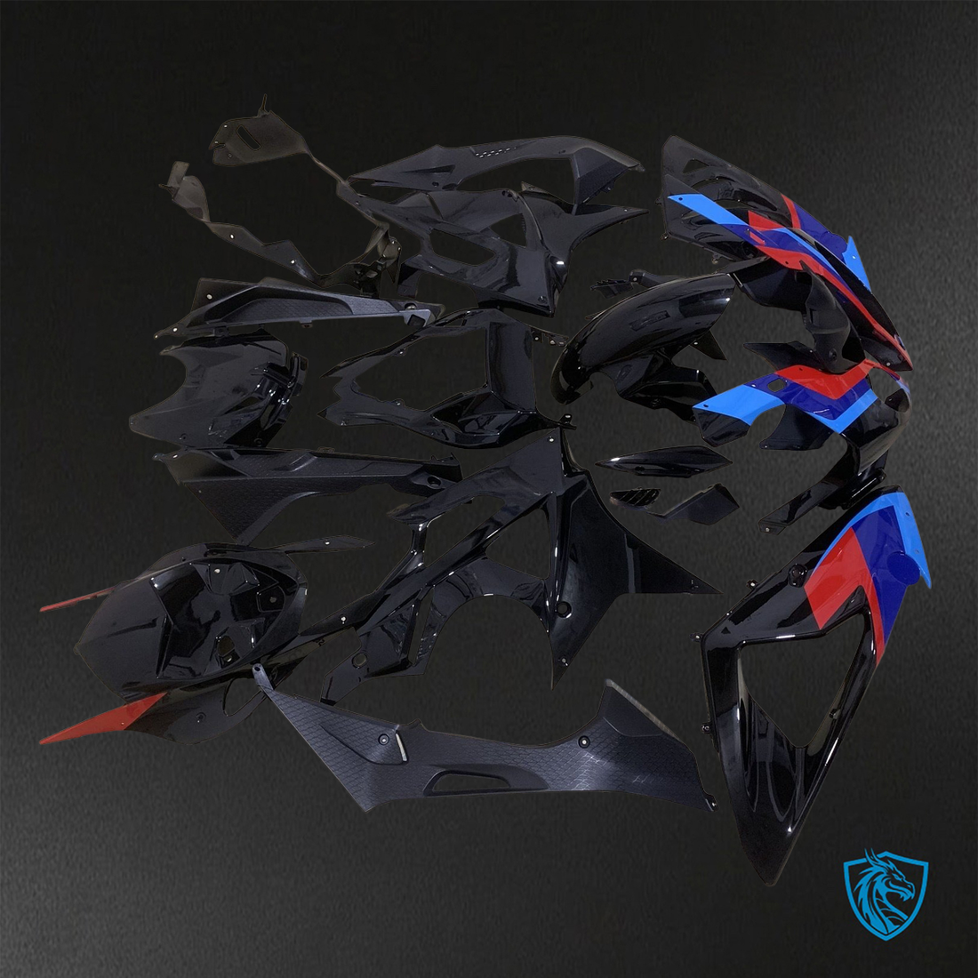 BMW S1000RR HP4 (2009-2014) Gloss Black, Blue & Red ABS Bodywork - Fairings Kit