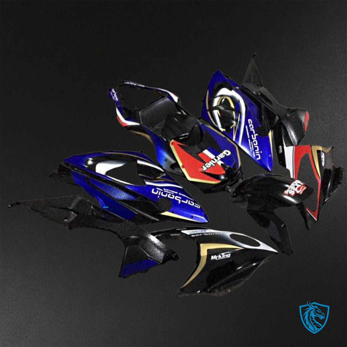 BMW S1000RR HP4 (2009-2014) Gloss Black & Blue - Replacement Motorcycle Fairings Kit